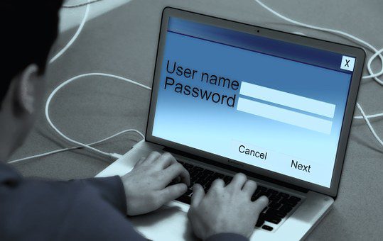 laptop with username and password