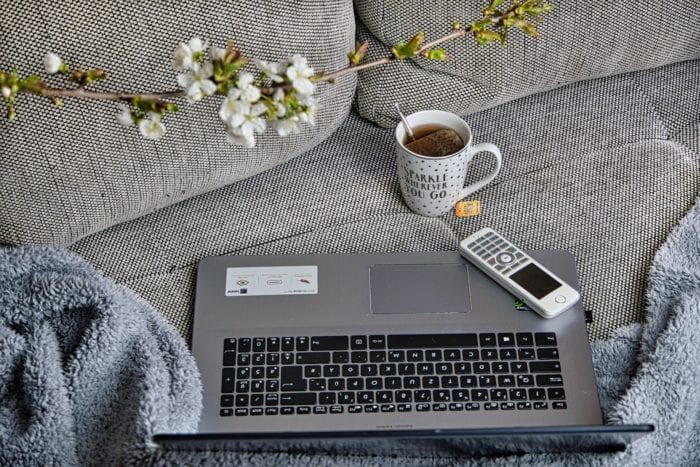 computer on couch