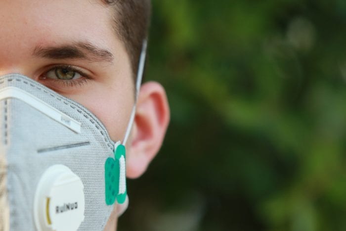 medical mask on a man