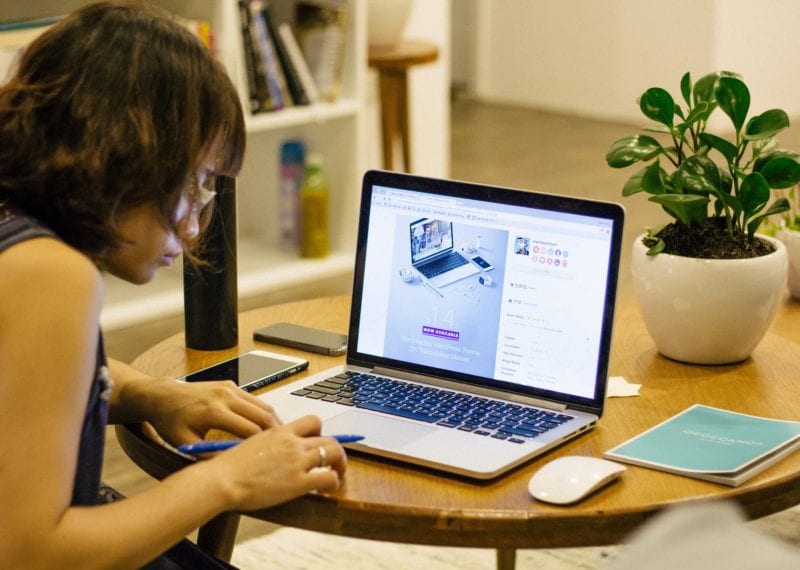 woman working at laptop from home